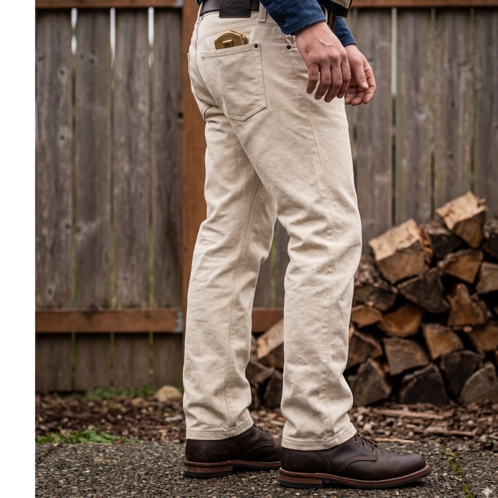 Filson Mens Dry Tin Cloth Pants 10.5oz Cotton Canvas Cream Workwear 32x34 Jeans